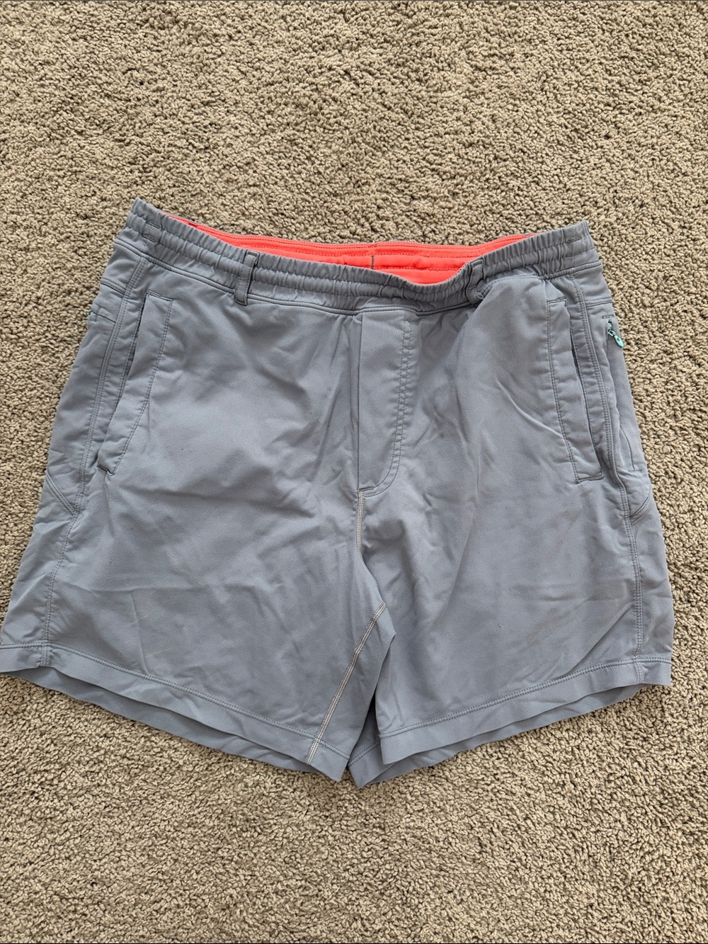 Birddogs Gray Athletic Shorts with Coral Waistband